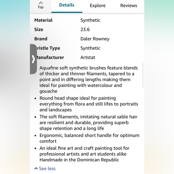 DALER ROWNEY AQUAFINE SIZE 30 SYNTHETIC ROUND SOFT WATERCOLOR PAINT BRUSH - Picture 2 of 2